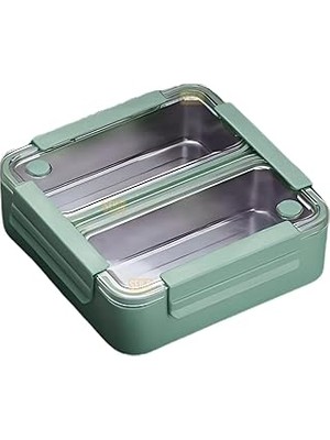 Nacario Vagonlife Bento 1100ML Lunchbox Tek Katlı 2 Bölmeli Paslanmaz Çelik Sefer Tası Yemek Kutusu (Yeşil)