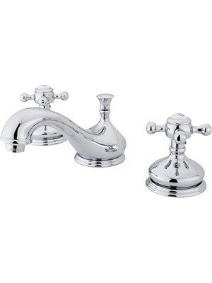 Nacario KS1161BX Widespread Lavatory Faucet With Metal Cross Handle, Polished Chrome