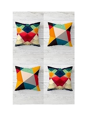 Nacario Pelangi Geometrik Çizgiler Renk Bloklu Gizli Fermuarlı Kırlent Kılıfı Koltuk Yastık Kılıfı Takım