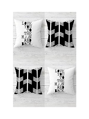 Nacario Pelangi Love You To The Moon And Back Gizli Fermuarlı Kırlent Kılıfı Koltuk Yastık Kılıfı TAKIM(4AD