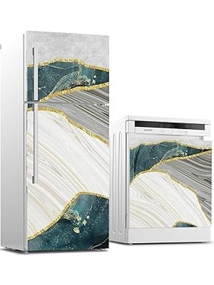 Nacario Buzdolabı Bulaşık Makinası Beyaz Eşya Sticker Kaplama Soyut Sanat