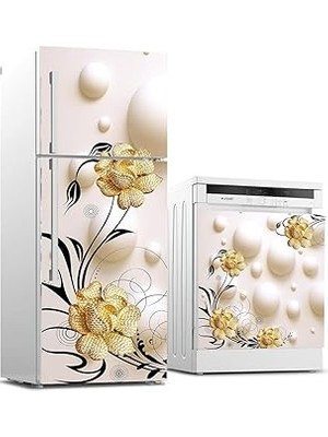 Nacario Buzdolabı Bulaşık Makinası Beyaz Eşya Sticker Kaplama 3D Altın Takı