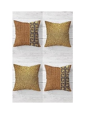 Nacario Pelangi Gold Payetli Düz Kombin Gizli Fermuarlı Kırlent Kılıfı Koltuk Yastık Kılıfı TAKIM(4ADET), G