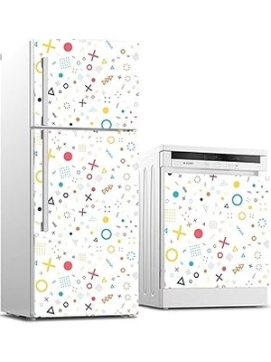 Nacario Buzdolabı Bulaşık Makinası Beyaz Eşya Sticker Kaplama Geometrik Şekiller