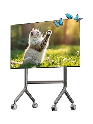 Nacario Nb Ergonomic Tekerlekli Tv Standı, Maks. 90 Inç (90 Inç) Ekran Için, 68 Kg'a Kadar Yük, Tv Ar