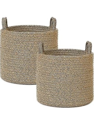 Nacario Textile 2'li Siyah Kırçıllı Jüt Halat Sepet Set 26 x 22 cm