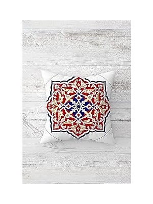 Nacario Pelangi Bordo Etnik Desenli Çift Tarafı Baskılı Gizli Fermuarlı Yastık Kılıfı Kırlent Koltuk Yastık