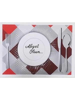 Nacario Amerikan Servis Kağıdı Afiyet Olsun Baskılı Beyaz Masa Örtüsü - 29 x 40 Cm. - 100 Adetlik Paket