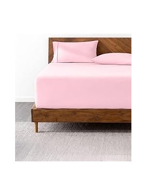 Nacario Lastikli & Hipoalerjenik ÇARŞAF%100 Pamuk Penye Kumaş Pembe 180X200, Luxcarsaf