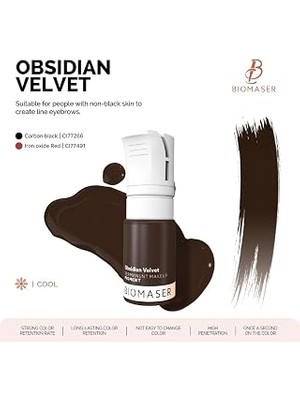 Nacario Bi̇omaser Obsidian Velvet Kaş Pigmenti, Pudra Serisi, 12ML, Kahve
