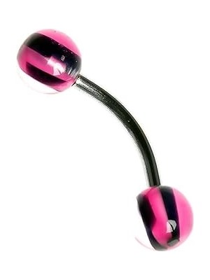 Nacario Rouge Moulin Curved Barbel 316 L Bioplast Piercing TDGR00871, Pembe