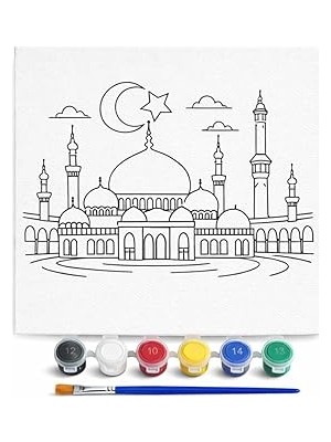 Nacario Ramazan Desenli Tuval Etkinlik Boyama Ramazan Süsleri, Ramazan Süsü, Ramazan Süslemeleri 20-20 cm