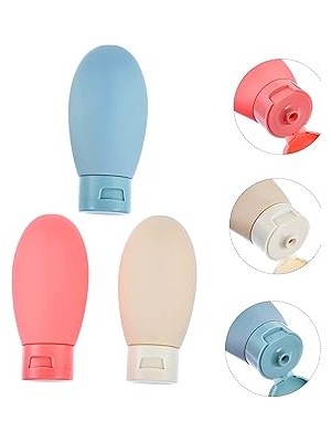Nacario Kyrotech 3’lü Seyahat Tipi Doldurulabilir Şişe Seti – 60 ml Boş Krem Şampuan Kabı, Sızdırmaz Kap
