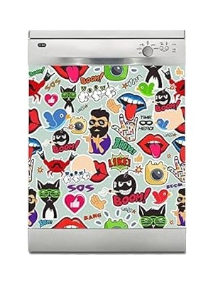 Nacario Bulaşık Makinesi Sticker Kaplama Beyaz Eşya Kaplama Boom Like