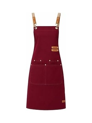 Nacario Valkyrie Suya Dayanıklı Barista Önlüğü Ayarlanabilir Askılı Cepli Mutfak Kafe Garson Önlüğü Şarap 7