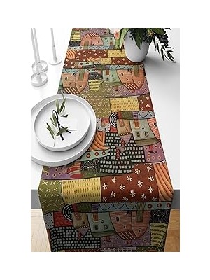 Nacario Pelangi Yaz Evi Desenli Patchwork Tutmaz Kumaş Salon Mutfak Masa Değişik Ranır Modelleri Runne