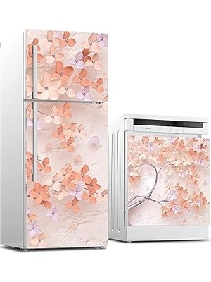 Nacario Buzdolabı Bulaşık Makinası Beyaz Eşya Sticker Kaplama 3D Yapraklar