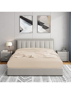 Nacario Soley | Jersey |%100 Doğal Pamuklu Tek/çift Kişilik Lastikli Çarşaf Bej