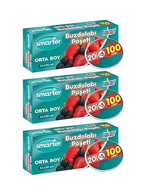Nacario Smarter 3 Paket Buzdolabi Poşet Orta Boy (100 Adet x 3)