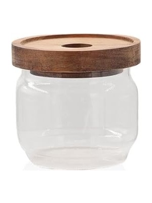 Nacario Ahşap Kapaklı Cam Saklama Kabı 300 ml