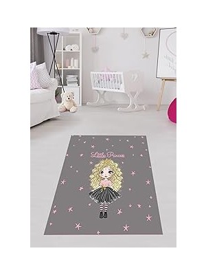Nacario Pelangi Little Princess Pembe Yıldız Desen Dijital Baskı Yıkanabilir Kaymaz Taban Çocuk Odası Halıs