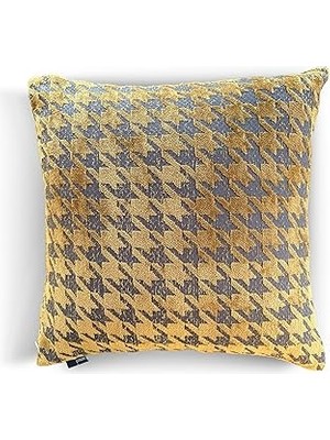 Nacario Yastık Kılıfı, Kazayağı Desenli, 50X50 Cm, Sarı Desenli, Polyester Karışımı, Çağdaş