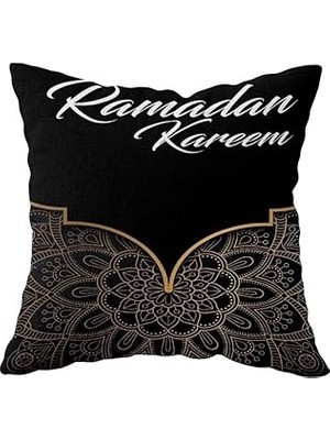 Nacario Pelangi Siyah Ramazan Temalı Ramadan Karem Çift Taraflı Gizli Fermuar Kırlent Koltuk Yastık Kılıfı,