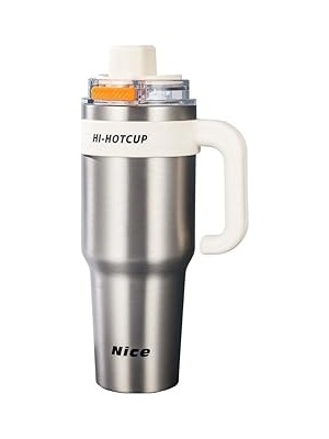 Nacario Coofbe 42 Oz 6 Katman Paslanmaz Çelik Termos 1250ML Çift Içim Modlu Pipetli Termos Çift Katman Çeli