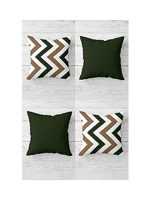 Nacario Pelangi Geometrik Zigzag Düz Kılıf Yeşil Gizli Fermuarlı Kırlent Kılıfı Koltuk Yastık Kılıfı Tak
