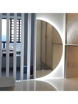 Nacario LED Arkadan Aydınlatmalı Banyo Aynası, Buğu Önleyici Yarım Daire Makyaj Aynası, 3 Renk Seçeneği, 50