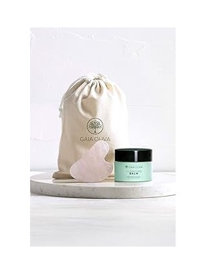 Nacario Temizleyici Balm Pembe Kuvars Gua Sha Masaj Taşı Seti