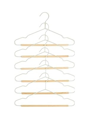 Nacario Textile 6'lı Ahşap Destekli Mat Mint Renk Kauçuk Kaplamalı Metal Çocuk Giysi Askısı x