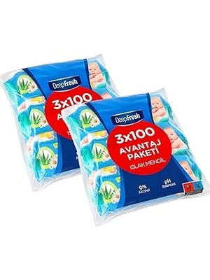 Nacario Deep Fresh Islak Mendil 3X100 Lü x 2 Adet (600 Yaprak)
