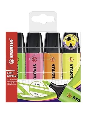 Nacario Stabilo - Işaretleme Kalemi - Original - 4'lü Paket - Çeşitli Renkler