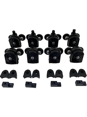 Nacario Cam Duşakabin Tekerleği Metal Ayaklı Siyah Plastik 8'li Tam Set