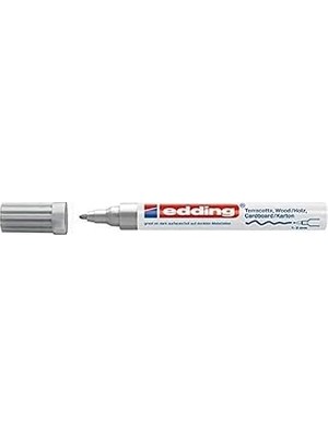 Nacario Edding 4040 Mat Mürekkepli Boya Kalemi - 1 Marker - Yuvarlak Uç 1-2 mm - Gümüş - Pürüzlü, Koyu Veya