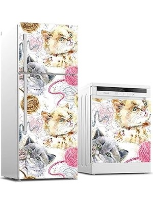 Nacario Buzdolabı Bulaşık Makinası Beyaz Eşya Sticker Kaplama Pamuk