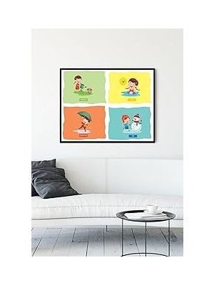 Nacario Postermanya (PSTER12234) Mevsimler Eğitim Çerçeveli Tablo (21X30CM)