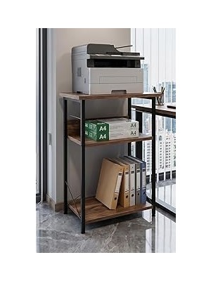 Nacario Yazıcı Sehpası 3 Katlı Çok Amaçlı Raf Metal Ayaklı Printer Stand Ofis Ev Düzenleyici Kahverengi