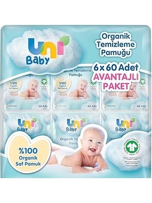 Nacario Uni Baby Bebek Temizleme Pamuğu 6*60 Adet