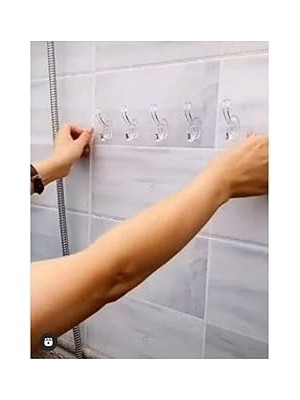 Nacario 5dm-3 Adet Kendinden Yapışkanlı Güçlü Şeffaf 5'li Askılık - Kapı Arkası Mutfak Duvar Banyo Askı
