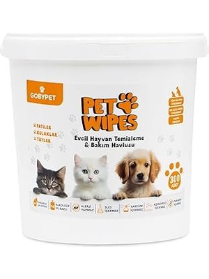 Nacario Gobypet Wipes Evcil Hayvan Temizlik Havlusu 300 Adet – Köpekler Için Alkolsüz, Parabensiz,