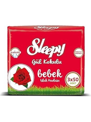 Nacario Sleepy Gül Kokulu Islak Havlu, 3'lü Paket, 150 Yaprak