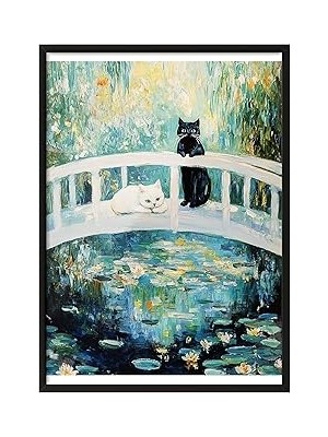 Nacario Zestia Siyah Çerçeveli Tablo, Monet Tarzı Köprü, Empresyonist Stil Poster No: 107413 15 x 2