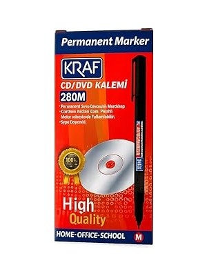 Nacario Kraf Permanent Marker Cd/dvd Kalemi 280M, Mavi, Orta Uç, Cam-Plastik-Metal Yüzeyler Için, 12'li Pak