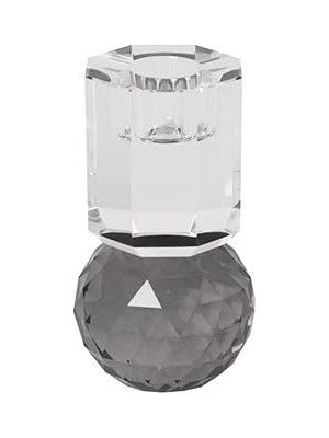 Nacario Kristal Mum Tutucu, Gri/açık, 10,5X6X6 cm