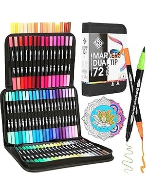 Nacario Zeno 72 Kalemli Kalem Seti Çift Uçlu – Yetişkinler Sanatçılar Için Profesyonel Kalemler – Mandal