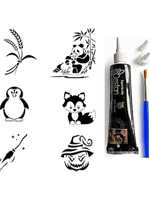 Nacario Panda Hint Kınası ile Geçici Dövme Yapma Seti Fırça Hediyeli
