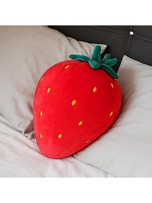 Nacario Kirmizi Çilek Figürlü Kırlent - Puffy Yastık | 33CM