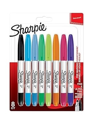 Nacario Sharpie Twin Tip Permanent Markör, 8'li Karışık Paket